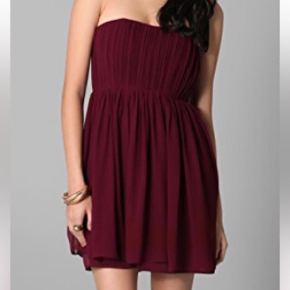 Alice & Olivia Dress Maroon Silk Mini Dress / Tunic XS HOCO Wedding Party